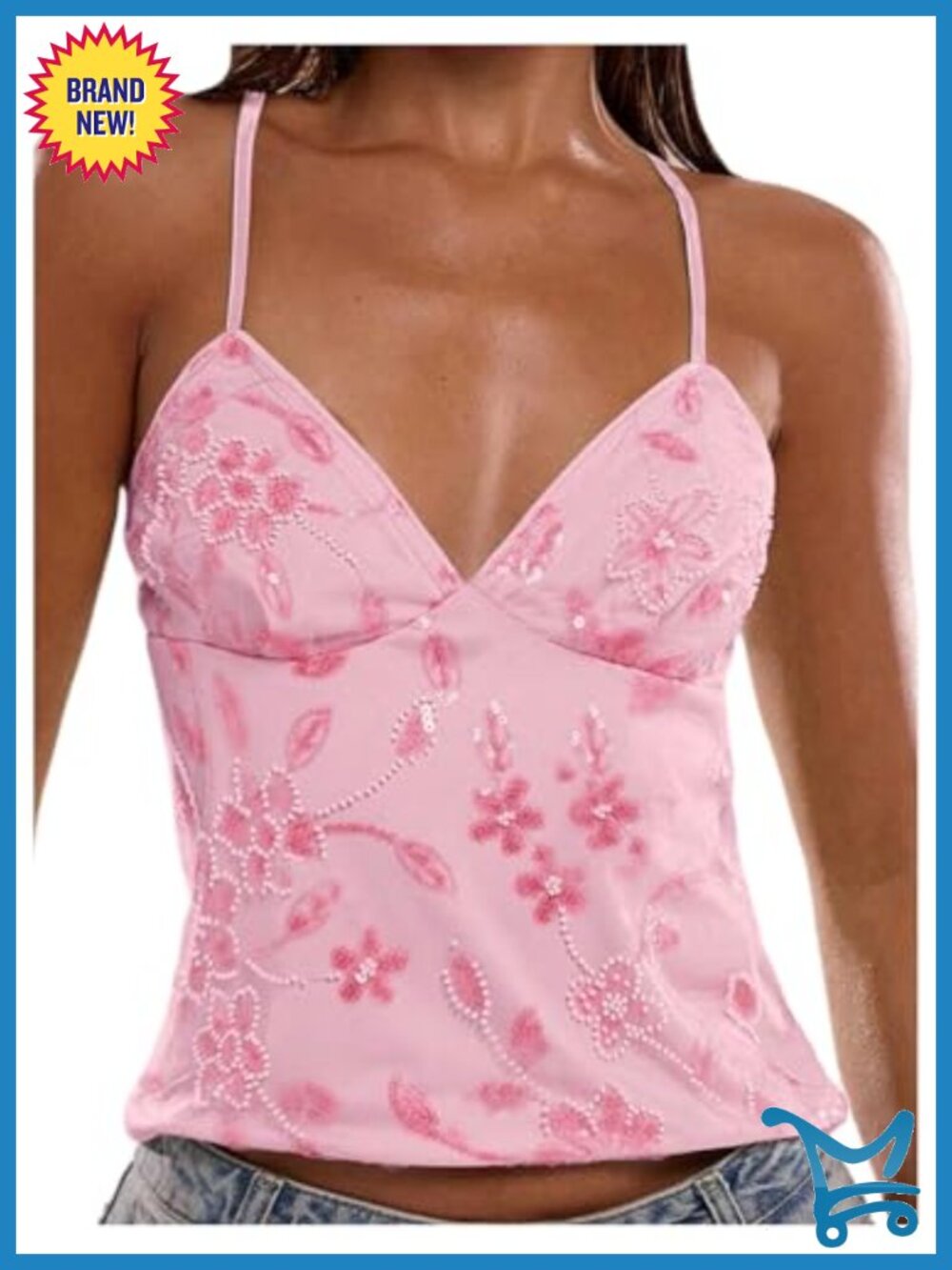 Sequin Cami Top Criss Cross Backless Y2K Going Out Party Club Rave Top